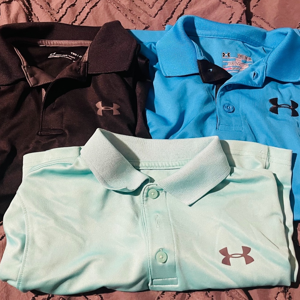 Boys under armour polos size medium